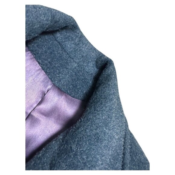 STUNNING VINTAGE Teal Penningtons Retro MOHAIR WOOL Trench Pea Coat Large - Picture 6 of 7